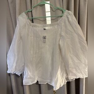 Banana Republic Factory Womens White Off-Shoulder Puff Sleeve Top L New